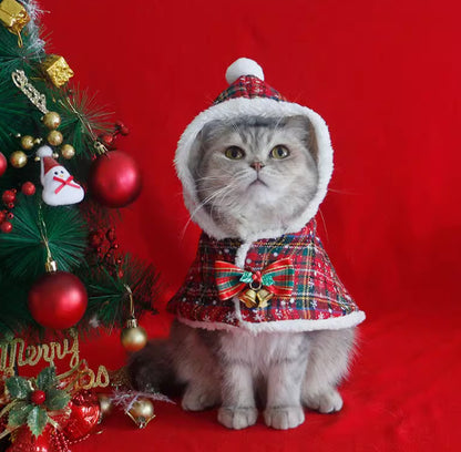 Pet Christmas Cloak Cat Dog Supplies Winter Warm Shawl Cloak