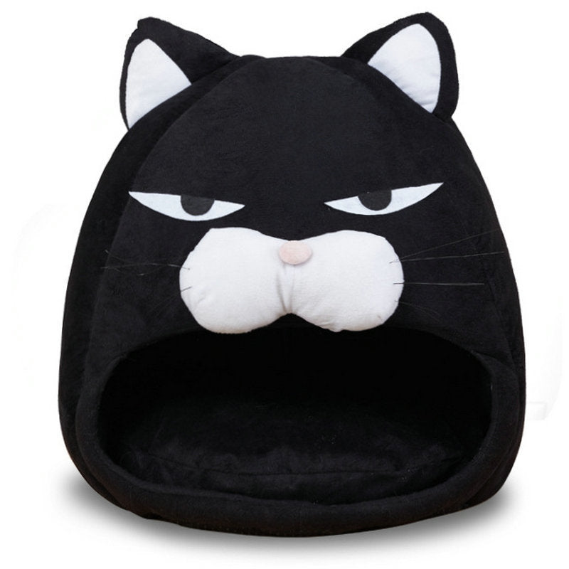 Cartoon Cat Bed Fleece Lovely Pet House For Puppy Cat Warm