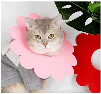 Cat Licking And Biting Sunflower Elizabethan Ring For Pet Dogs Felt Cloth Collar