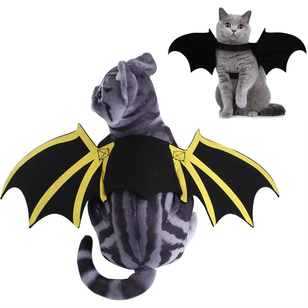 Dog Costumes Cat Print Bat Wings Bell