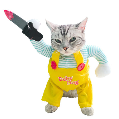 Cat Pet Costume Clothing Creative Yellow Knife Assassin Cat Clothing