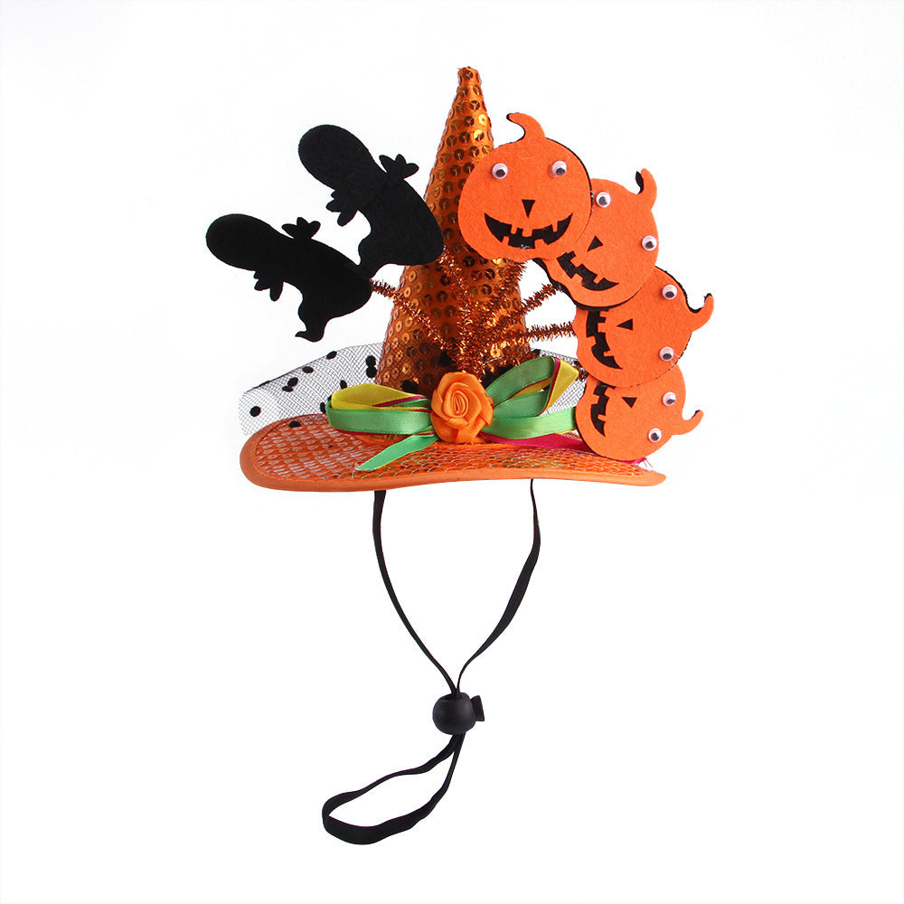 Dogs Cats Halloween Hats Pumpkin Headgear