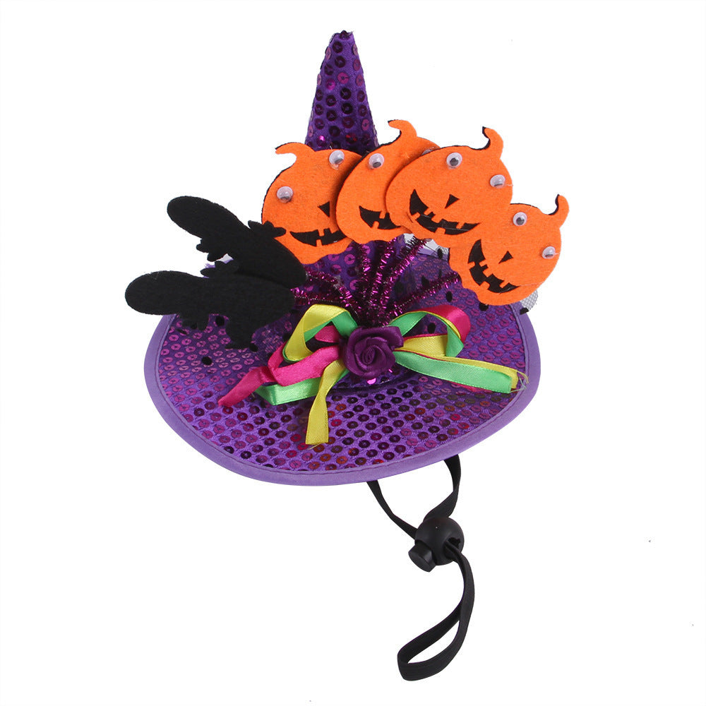 Dogs Cats Halloween Hats Pumpkin Headgear