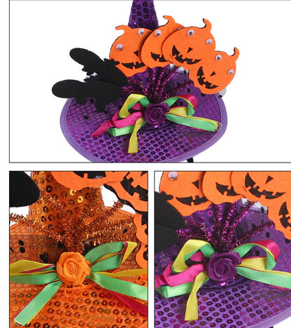 Dogs Cats Halloween Hats Pumpkin Headgear