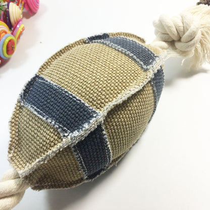 Linen Cotton Rope Dog Toys Bite Resistant Rugby Training