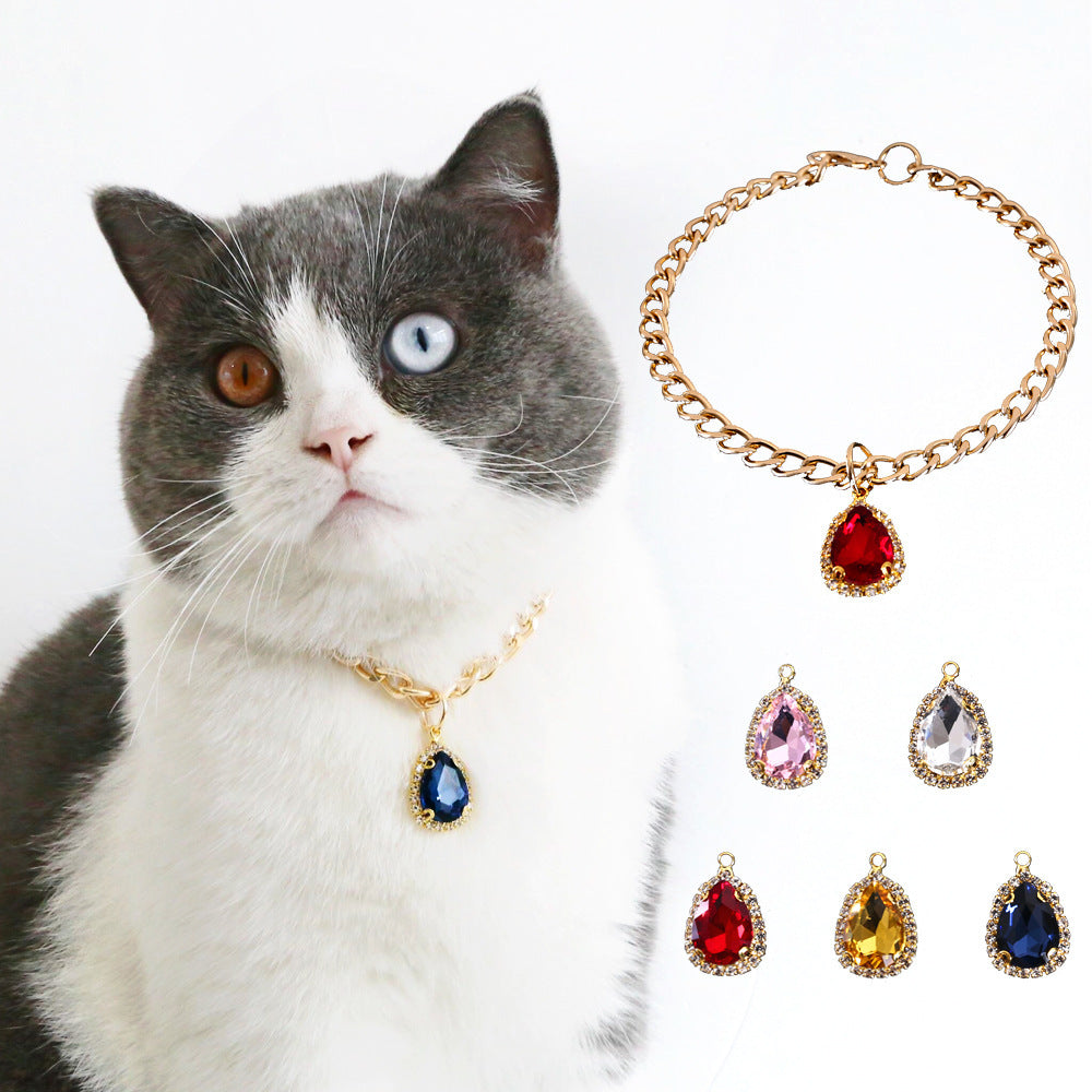 Metal Crystal Diamond Pendant Cat Collar Accessories