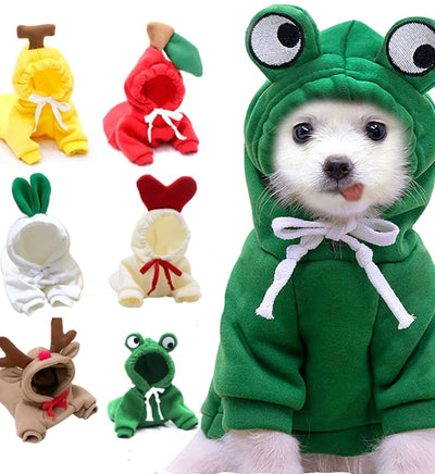 Cute Fruit Dog Clothes For Small Dogs Hoodies Winter Warm Fleece Pet Clothing Puppy Cat Costume Coat For French Chihuahua Outfit