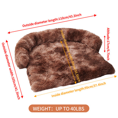 Calming Dog Bed Fluffy Plush Dog Mat For Furniture Protector With Zipper Removable Washable Cover For Large Medium Dogs And Cats