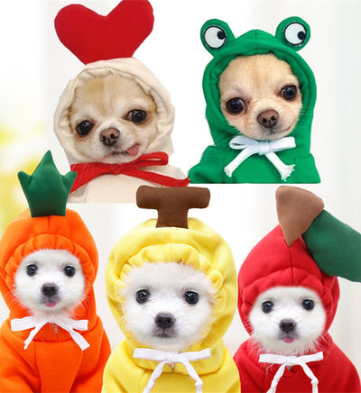 Cute Fruit Dog Clothes For Small Dogs Hoodies Winter Warm Fleece Pet Clothing Puppy Cat Costume Coat For French Chihuahua Outfit