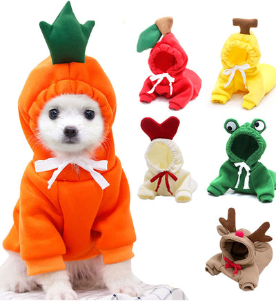 Cute Fruit Dog Clothes For Small Dogs Hoodies Winter Warm Fleece Pet Clothing Puppy Cat Costume Coat For French Chihuahua Outfit