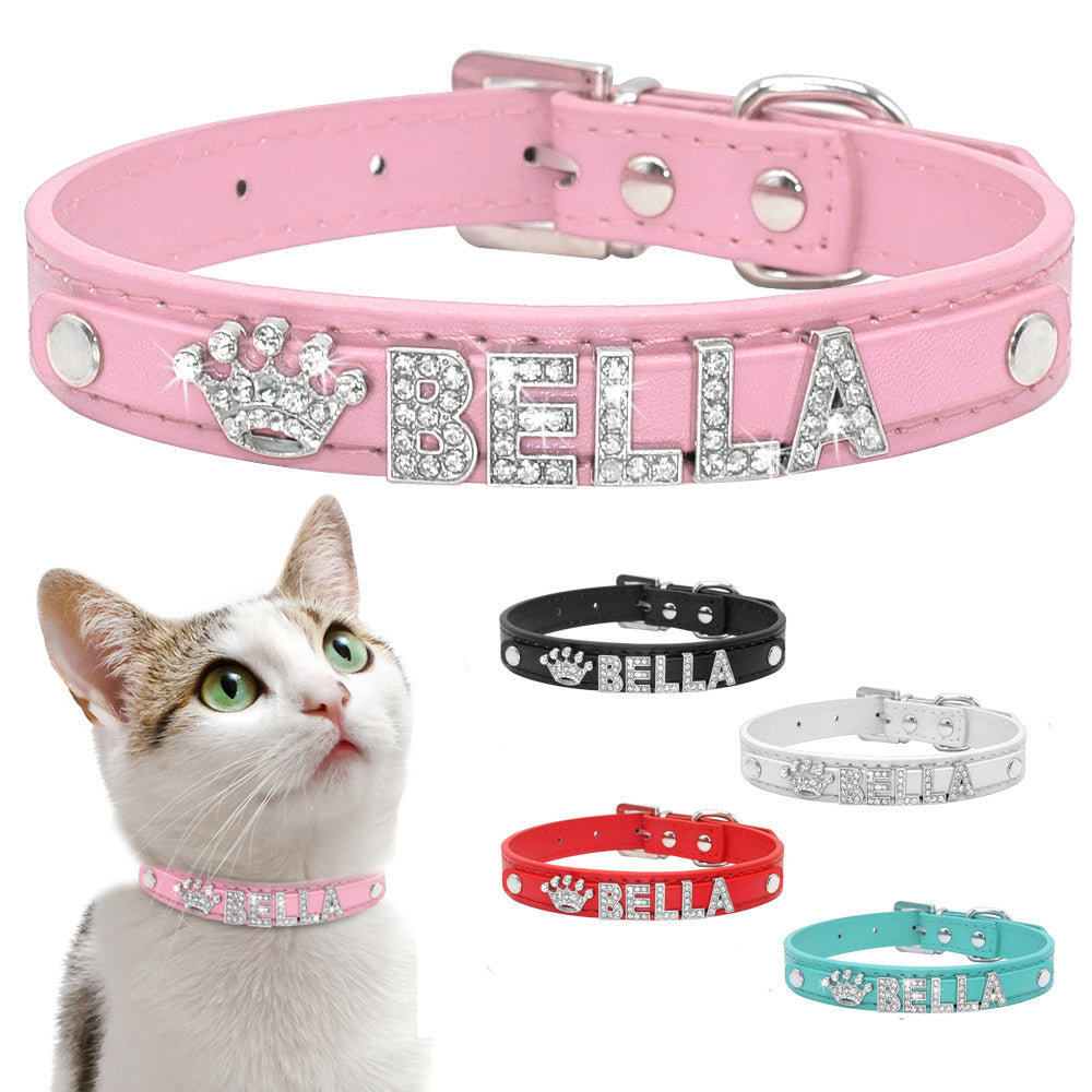 Personalized Cat Collar Rhinestone Puppy Small Dogs Collars